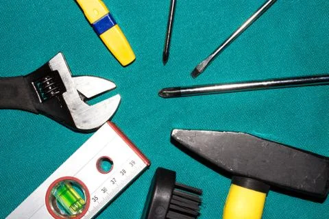 Background of different instruments. Stock Photos