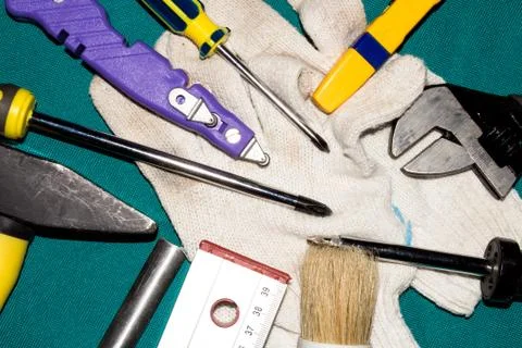 Background of different instruments. Stock Photos