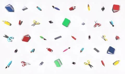 Background with different school related objects isolated Stock Illustration