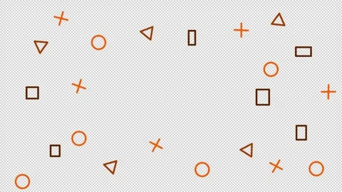 Background with different shapes in orange with alpha channel Video stock 283353704