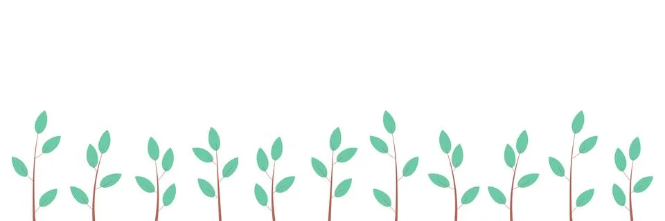 Background with different young plants. Sprouts of trees Stock Illustration