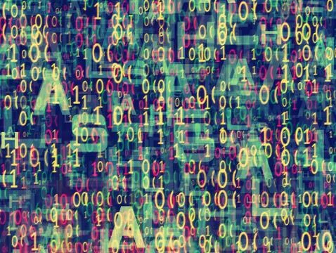 Background of a digital and text code cipher Illustrazione stock