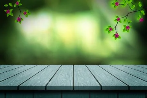 Background of Display Kitchen Product with tree bokeh. 3d rendering 스톡 일러스트