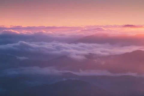 Background of on distant misty mountains Stock Photos
