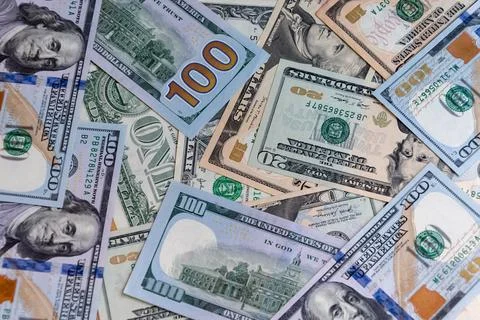 Background of dollar notes. The image is ideal for illustrating banking, sa.. Stock Photos