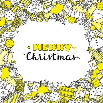 Background with doodle Christmas items. Stock Illustration