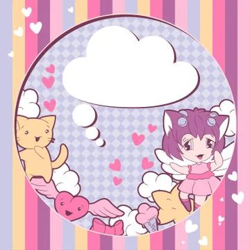 Background with doodle. Vector cute kawaii illustration Illustrazione stock