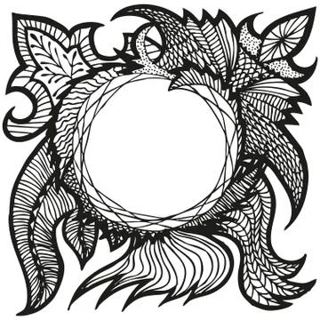 Background with doodling hand drawn frame and place for text Stock Illustration