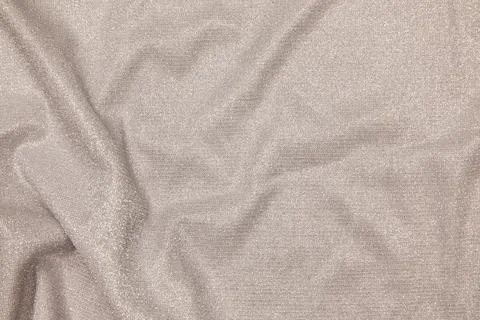 Background of draped gray beige fabric with silver lurex thread Stock Illustration