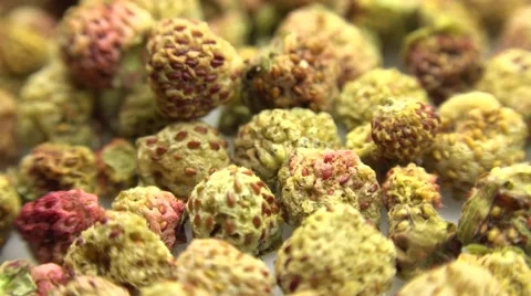 Background  of dried strawberry. Motorized Dolly Shot. Macro. 4K UltraHD, UHD Stock Footage 49175404