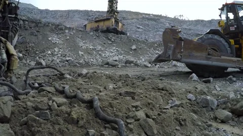 In the background, a drilling machine. 库存影片 55727970