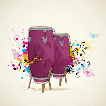 Background with drums Stock Illustration