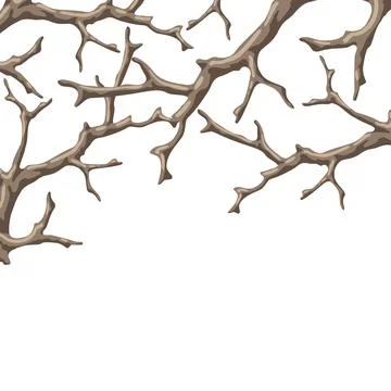 Background with dry bare branches. Decorative natural twigs. Stock Illustration