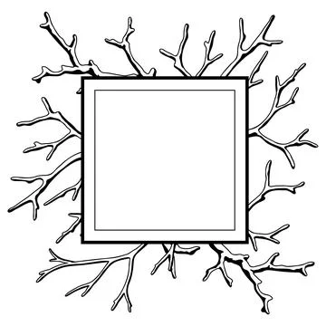 Background with dry bare branches. Decorative natural twigs. Stock Illustration