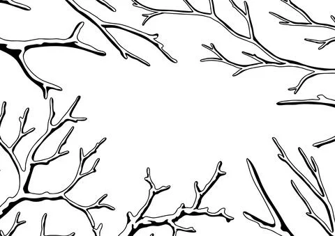 Background with dry bare branches. Decorative natural twigs. Stock Illustration