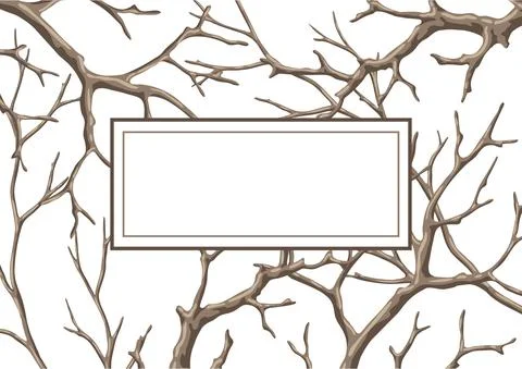 Background with dry bare branches. Decorative natural twigs. Stock Illustration