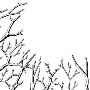 Background with dry bare branches. Decorative natural twigs. Stock Illustration