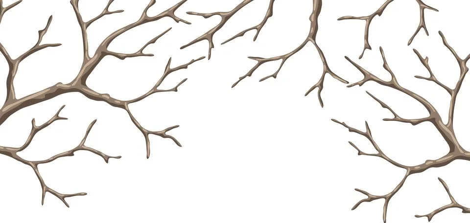 Background with dry bare branches. Decorative natural twigs. Stock Illustration