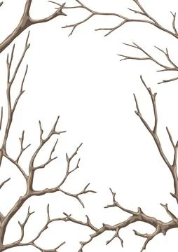 Background with dry bare branches. Decorative natural twigs. Stock Illustration