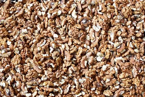Background from a dry kernels of walnuts. 스톡 사진