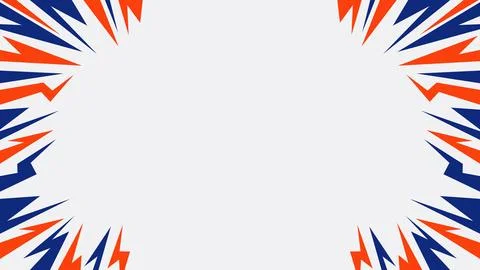 Background Dynamic Abstract Frame with Blue and Orange Zigzag Elements Stock Illustration