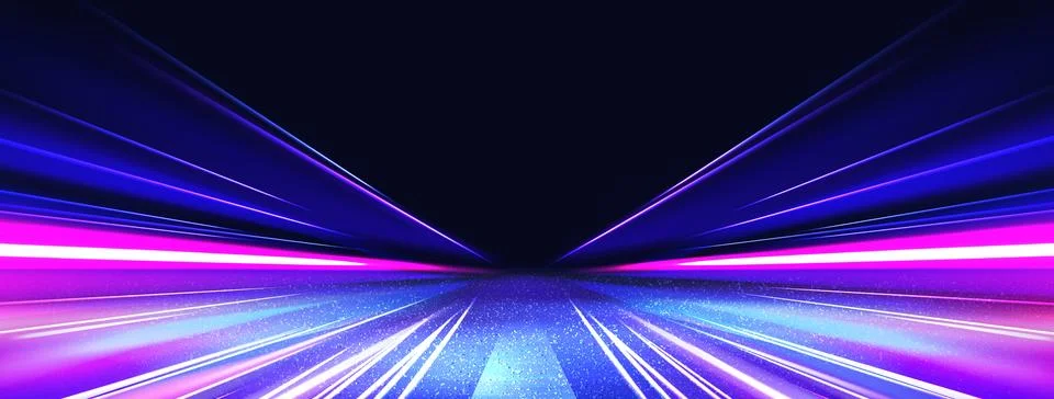 Background with dynamic neon light trails Stock Illustration