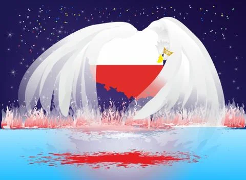 Background with eagle and map of Poland Stock Illustration