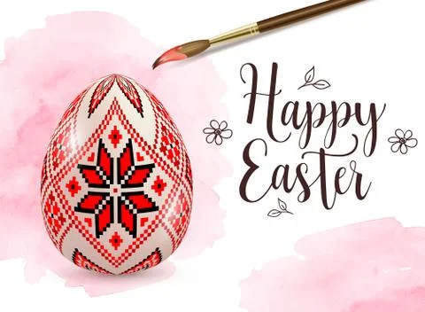 Background with Easter egg and paintbrush 스톡 일러스트