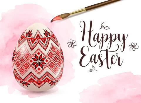 Background with Easter egg and paintbrush Stock Illustration