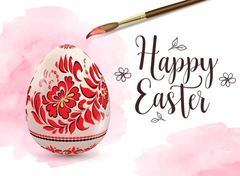 Background with Easter egg and paintbrush Stock Illustration