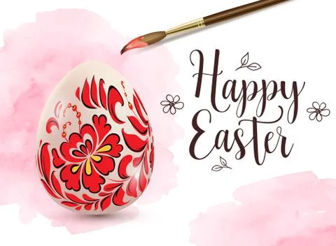 Background with Easter egg and paintbrush 스톡 일러스트