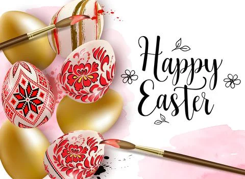 Background with Easter egg and paintbrush Stock Illustration