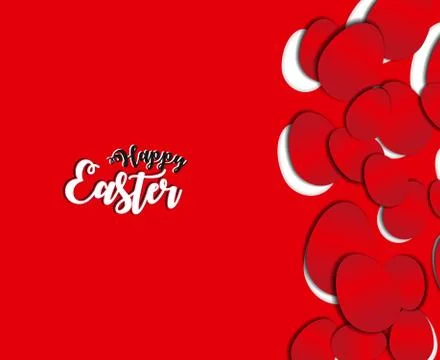 Background of Easter eggs cut in paper. Easter illustration in red colors Illustrazione stock