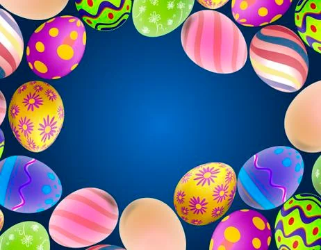 Background with Easter eggs on the perimeter Stock Illustration