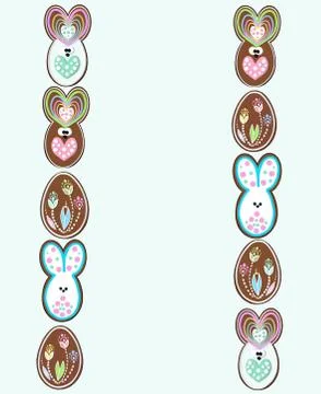 Background from easter gingerbread eggs and rabbits with place for text Stock Illustration