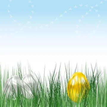 Background with eggs and chicken tracks. vector image. Stock Illustration