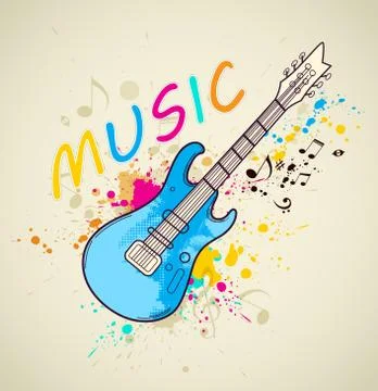 Background with electric guitar Stock Illustration