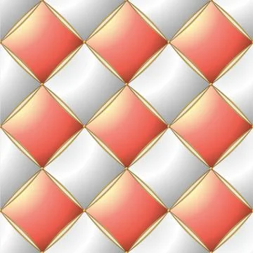 Background of Elegant Quilted Pattern Vip Pink Pastel, White and Gold line Illustrazione stock