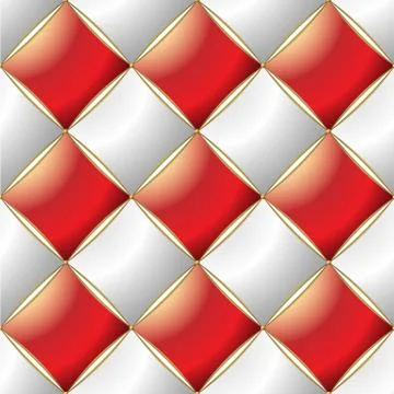 Background of Elegant Quilted Pattern Vip Red, White and Gold line Stock Illustration
