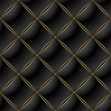 Background of Elegant Quilted Pattern Vip Black and Gold line Stock Illustration