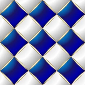 Background of Elegant Quilted Pattern Vip Blue, White and Gold line Stock Illustration