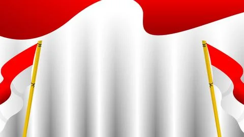 Background Elegant Red and White Flag Design With Golden Poles and Flowing .. Stock Illustration