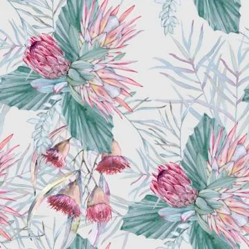 Background with elements of Australian nature. Seamless pattern. Stock Illustration