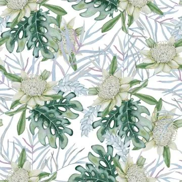 Background with elements of Australian nature. Seamless pattern. Stock Illustration