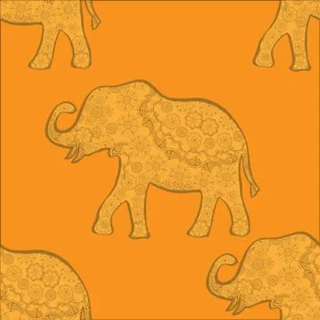 Background with elephants Illustrazione stock