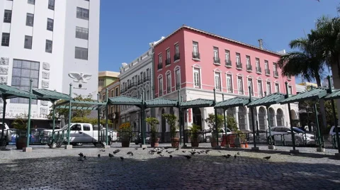Background - empty artisan plaza in Old San Juan Stock Footage 60674782