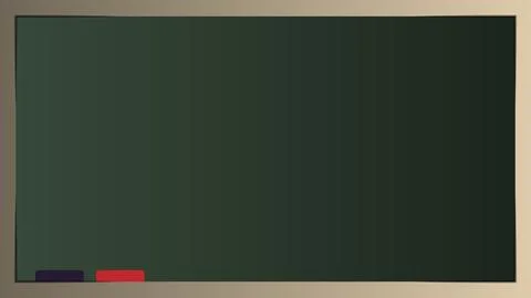 Background Empty Classroom Green Chalkboard With Wooden Frame and Chalk Piece Stock Illustration