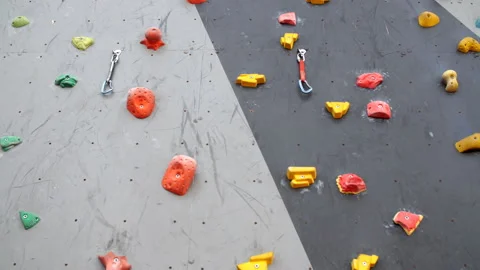 Background of empty climbing wall in a climbing center. Stock Footage 88828684