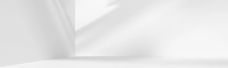 Background of empty corner room with white walls and shadows Stock Photos