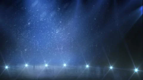Background. Empty ice rink with lights. Stock Photos
